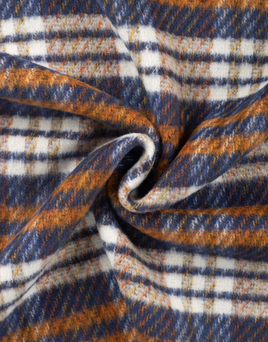 Cognac Check Wool Blend Coating Fabric