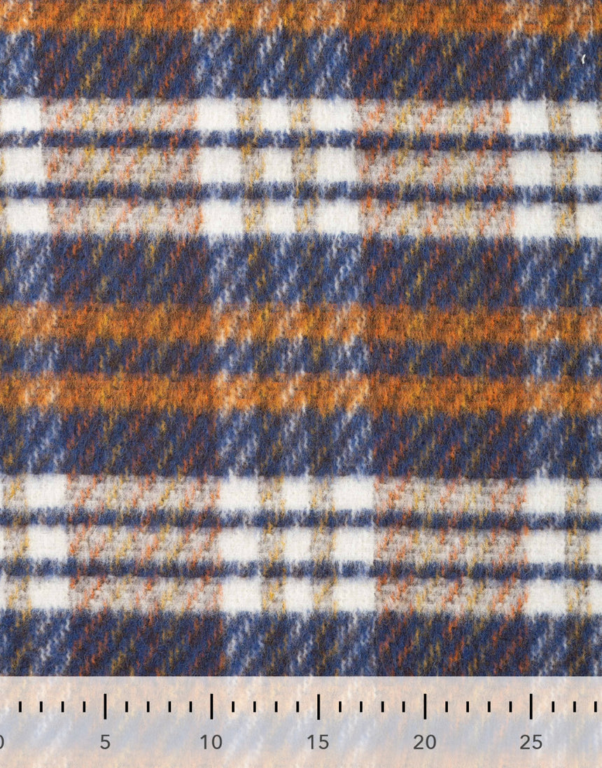 Cognac Check Wool Blend Coating Fabric