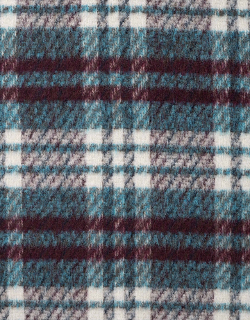 Petrol Check Wool Blend Coating Fabric