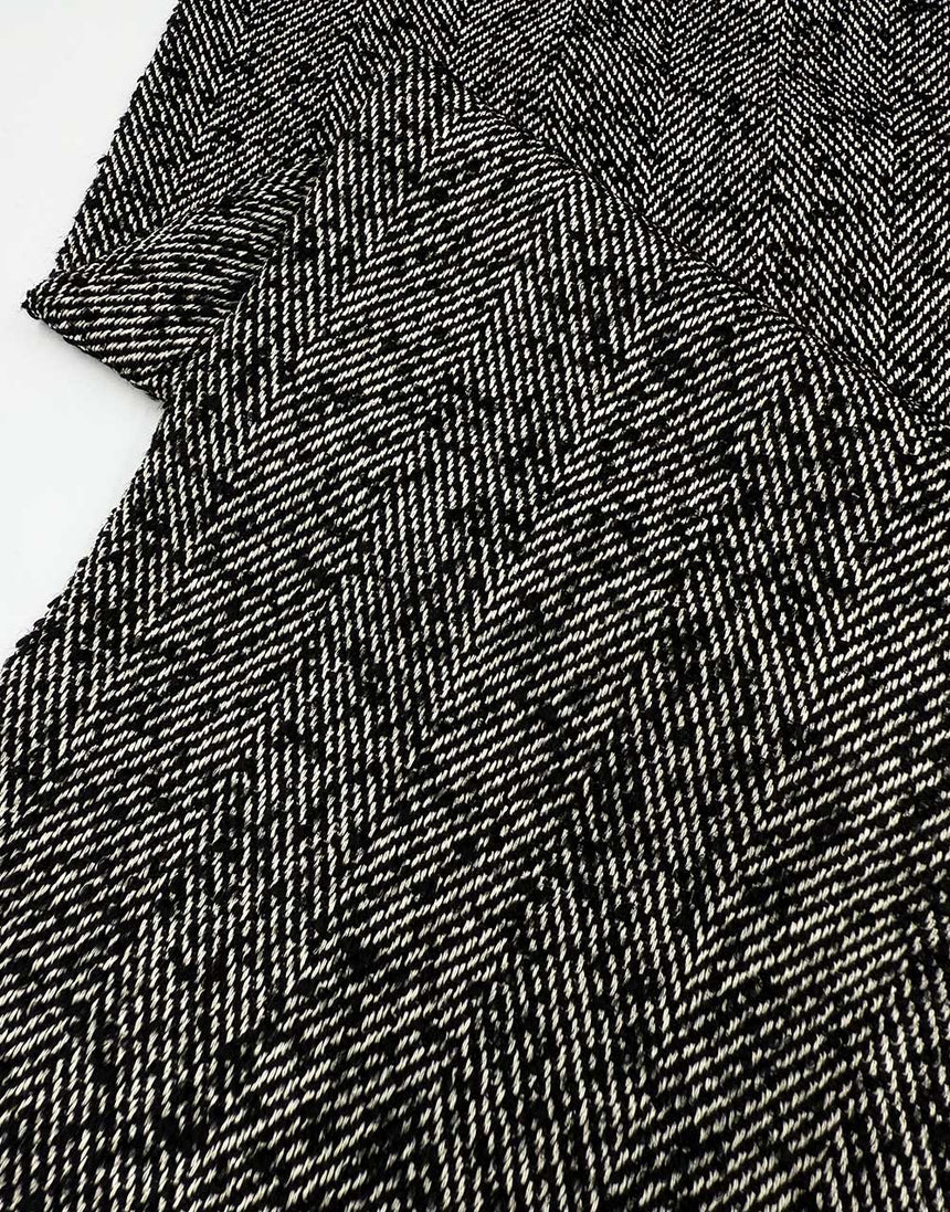 Graphite Herringbone Woven Coating Fabric, Light & Lush