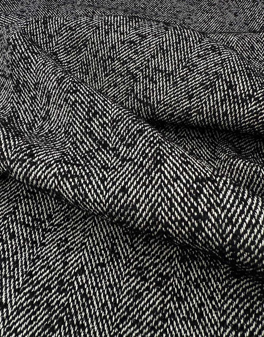 Graphite Herringbone Woven Coating Fabric, Light & Lush