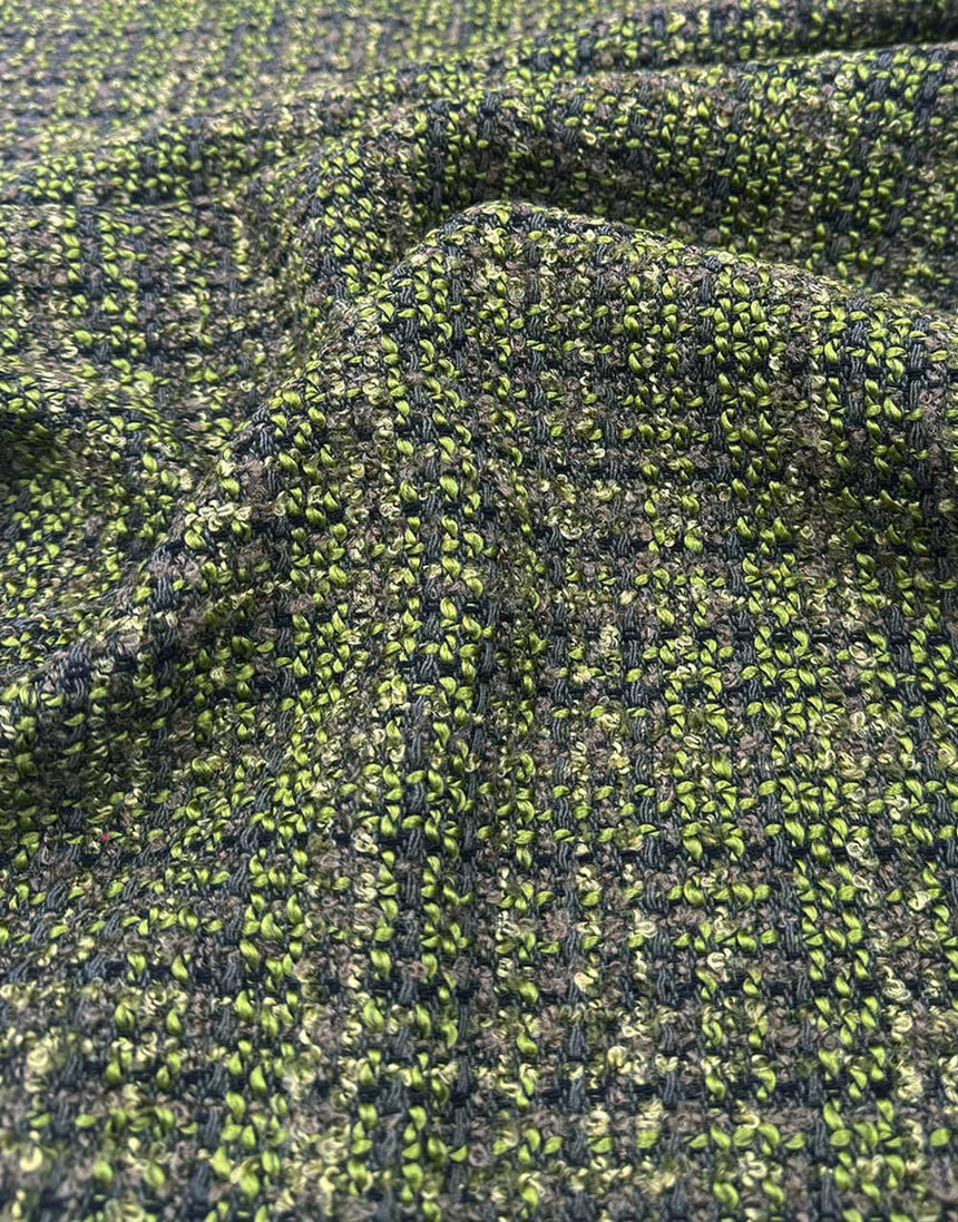 Green Tweed Woven Coating Fabric, Light & Lush