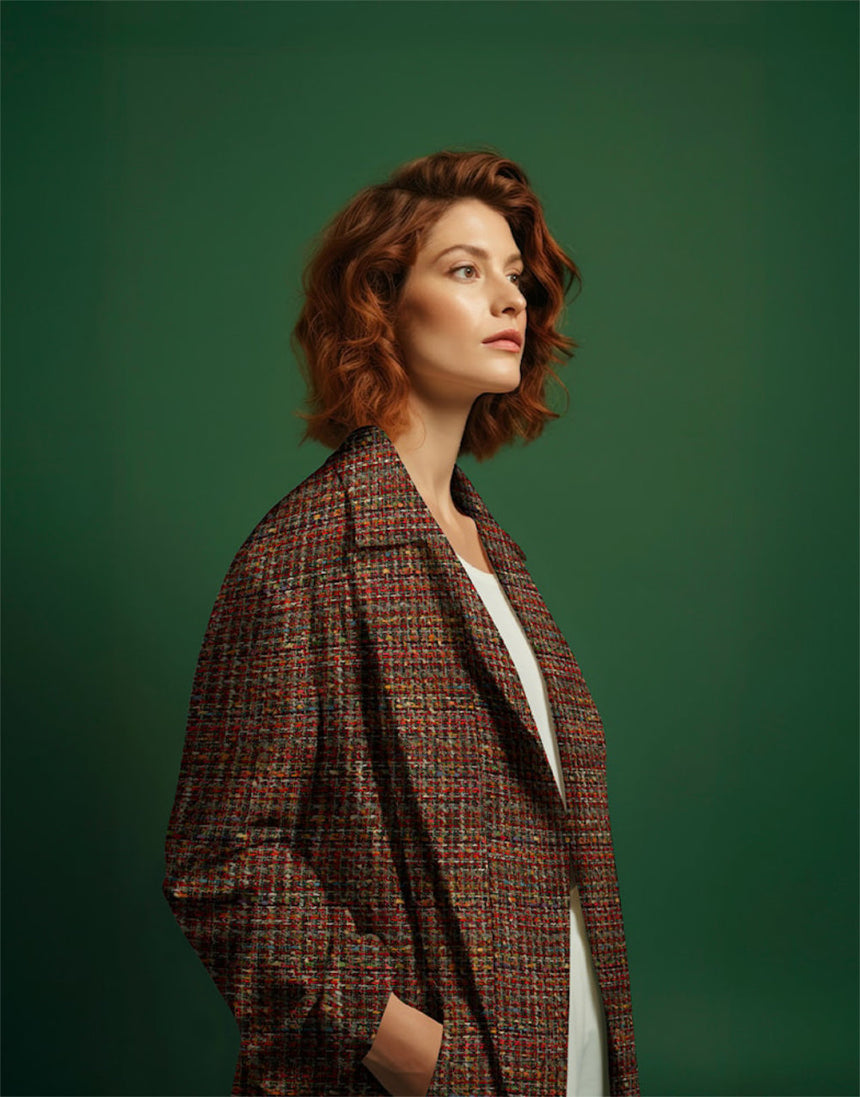 Russet Tweed Woven Coating Fabric, Light & Lush