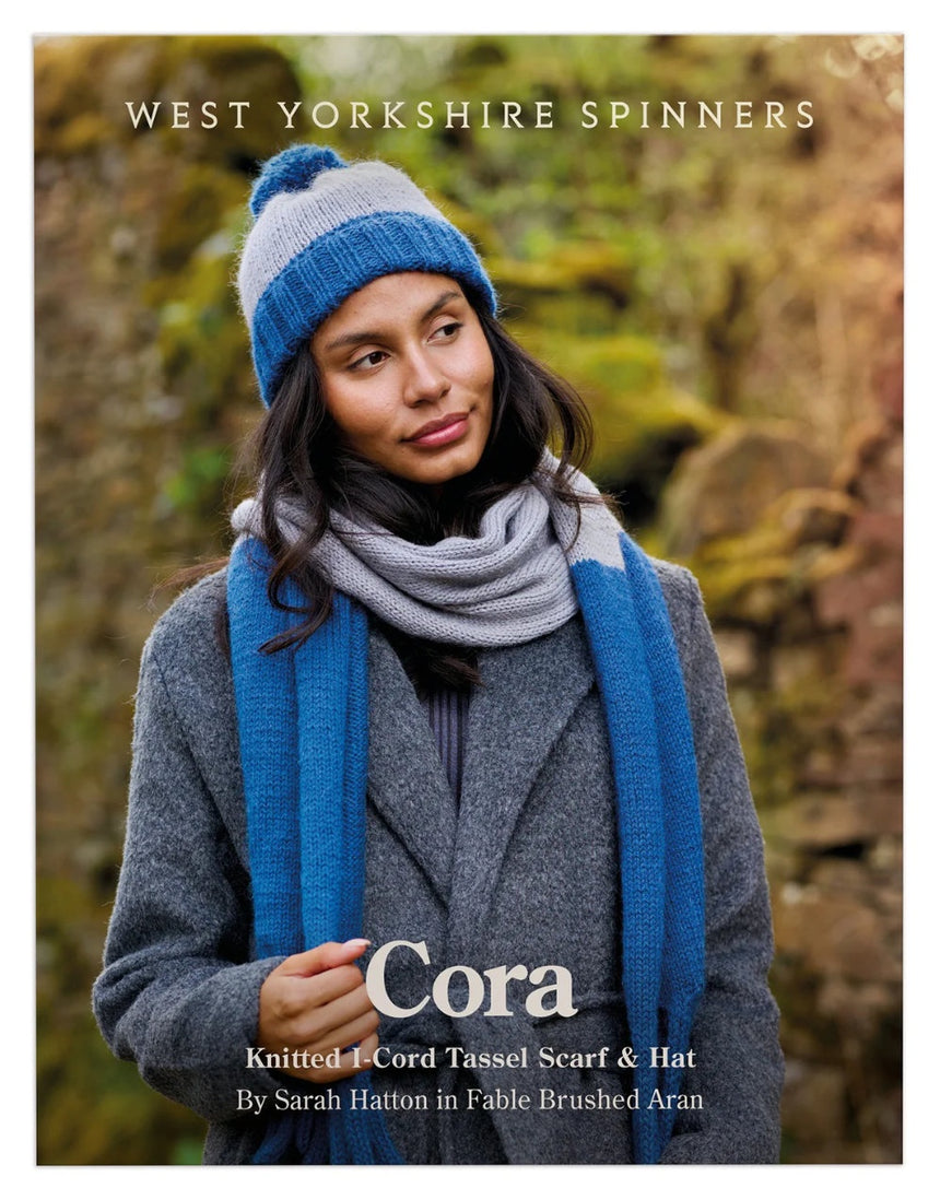 Cora Knitted Tassel Hat & Scarf Knitting Pattern, West Yorkshire Spinners