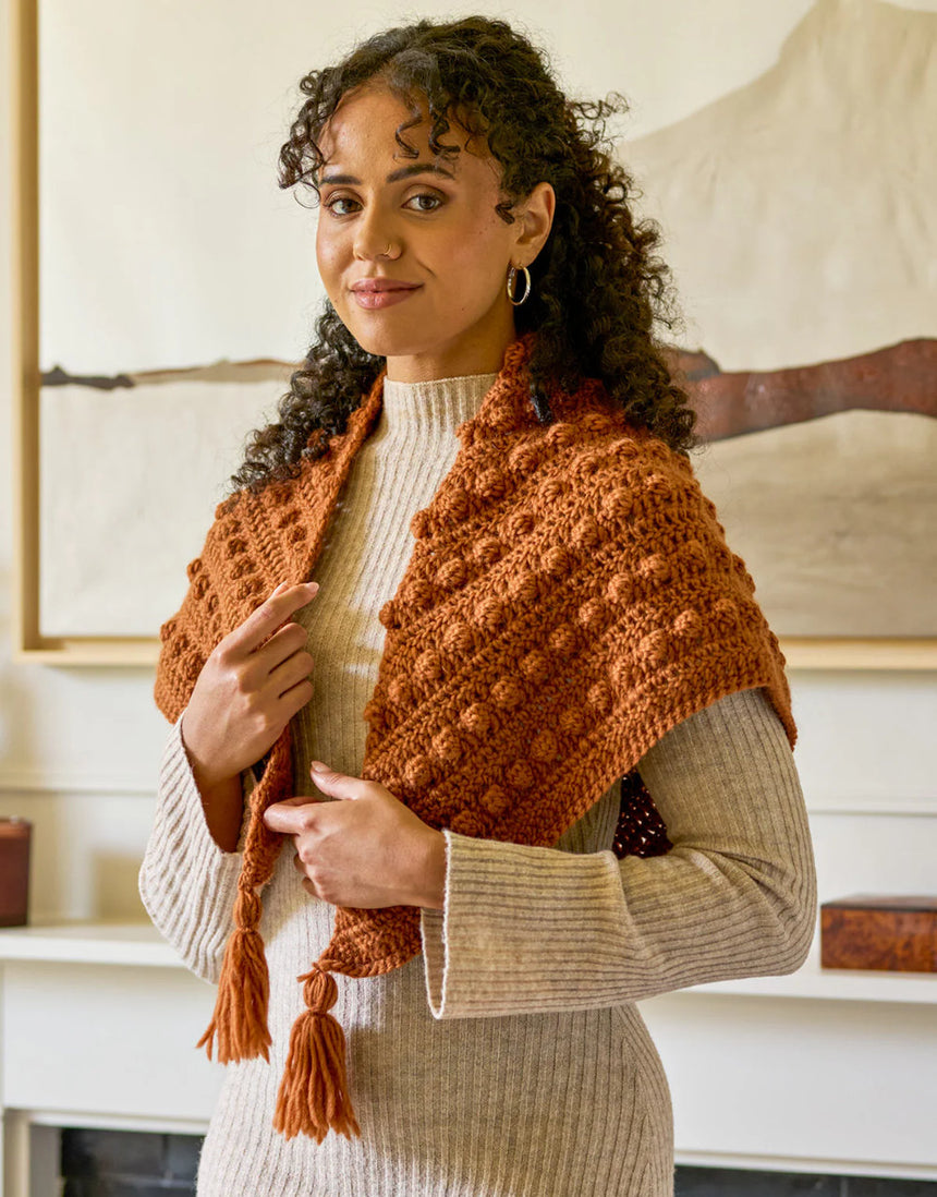 Cielo Bobble Shawl Single Printed Crochet Pattern, West Yorkshire Spinners