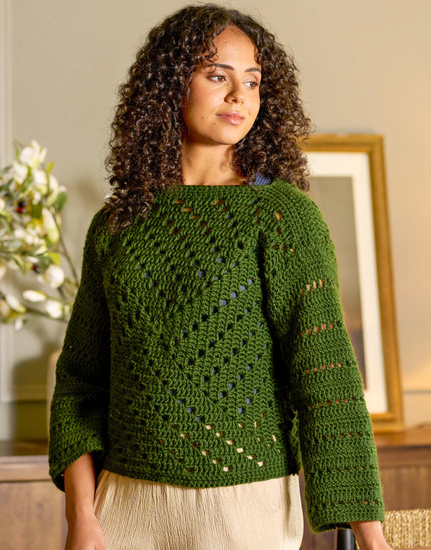 Ravina Swirl Jumper Single Printed Crochet Pattern, West Yorkshire Spinners