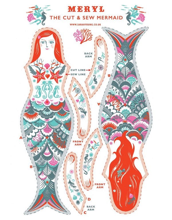 Sarah Young Sewing Kits Meryl the Mermaid Tea Towel / Cut & Sew Kit by Sarah Young 10992