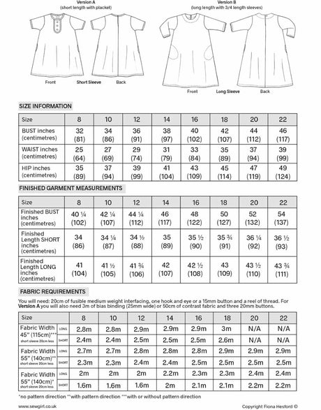 Sewgirl Dresses Orla Dress Sewing Pattern, Sewgirl 13295