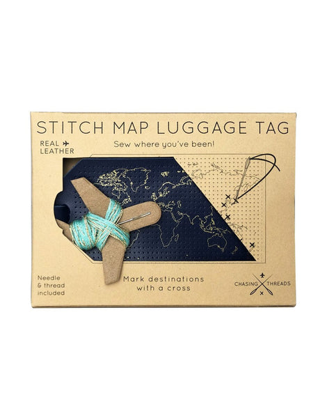 Chasing Threads Embroidery Navy Luggage Tag 'Stitch Where You've Been', Chasing Threads Stitch Kit 7141148593641 7141148593641