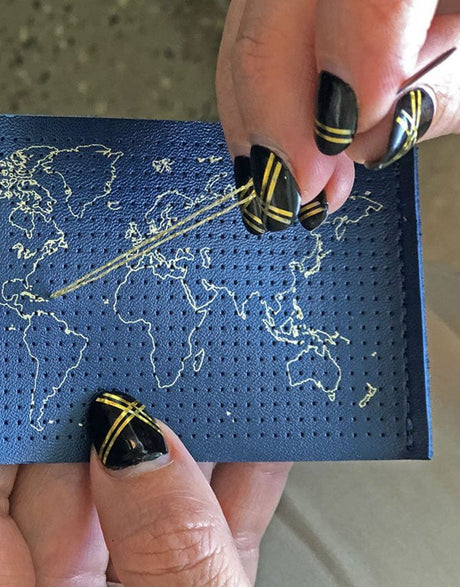 Chasing Threads Embroidery Navy Luggage Tag 'Stitch Where You've Been', Chasing Threads Stitch Kit 7141148593641 7141148593641