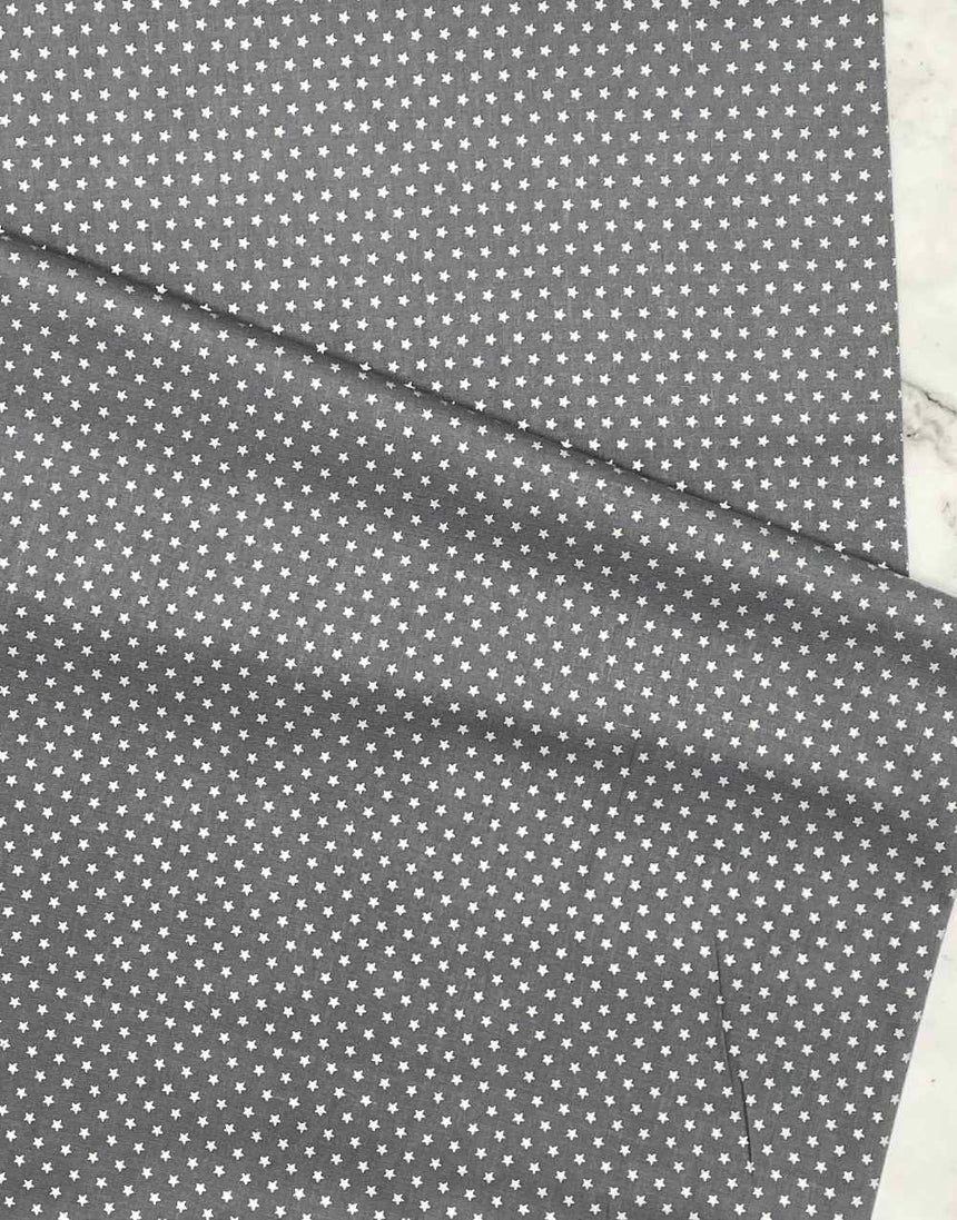 Not Specified Christmas Fabric Tiny Silver Stars on Grey Christmas Fabric 13692