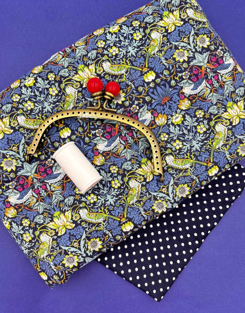 Strawberry Thief Clasp Purse Clothkits® Sewing Kit with Liberty Fabrics