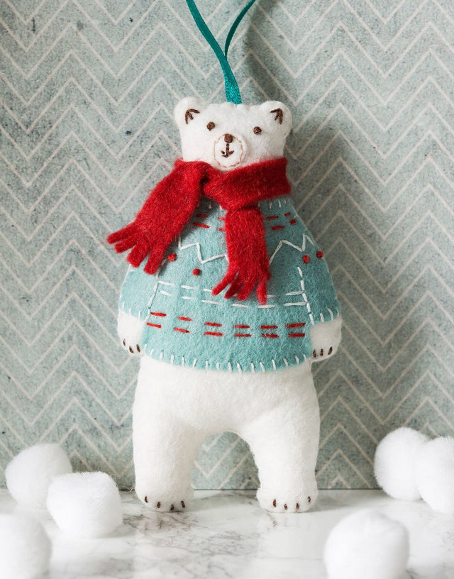 Corinne Lapierre Felt Craft Polar Bear Embroidered Felt Mini Christmas Craft Kit by Corinne Lapierre 0608603782776 608603782776
