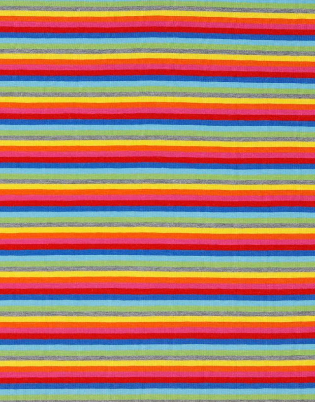 Not Specified Cotton Jersey Multicolour / Stripes Rainbow Stripe Cotton Jersey Fabric 14173