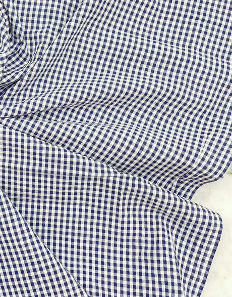 Not Specified Seersucker Blue / Gingham Dark Blue Cotton Gingham Seersucker 14877