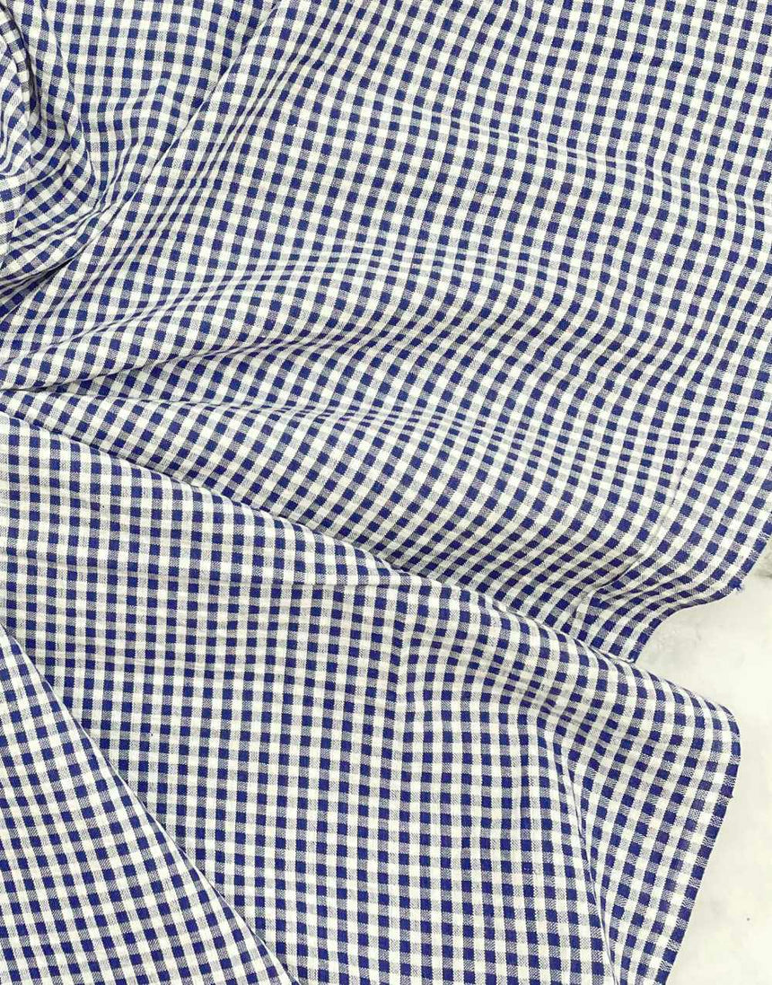 Not Specified Seersucker Blue / Gingham Dark Blue Cotton Gingham Seersucker 14877
