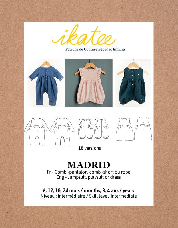 Ikatee Babies Clothing Madrid Jumpsuit/Playsuit Unisex Sewing Pattern (6m - 4y), Ikatee 3760278990195