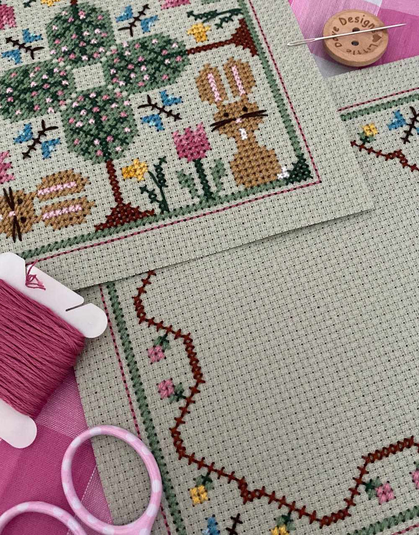 Little Dove Designs Cross Stitch Spring Bunny Biscornu Pincushion Cross Stitch Kit 13858
