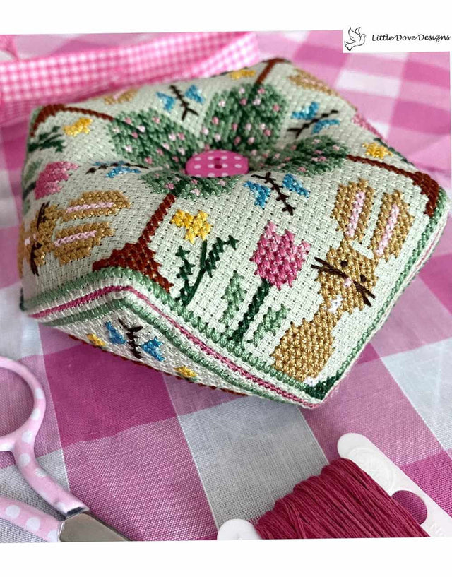 Little Dove Designs Cross Stitch Spring Bunny Biscornu Pincushion Cross Stitch Kit 13858