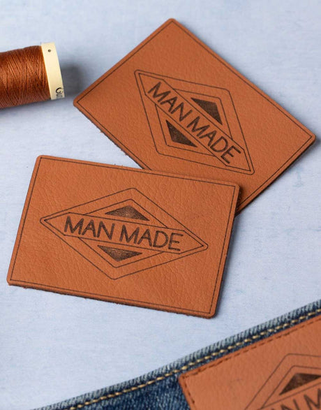 Little Rosy Cheeks Labels Manmade, Whiskey Tan Jeans Leather Labels - Pack of 2 12618