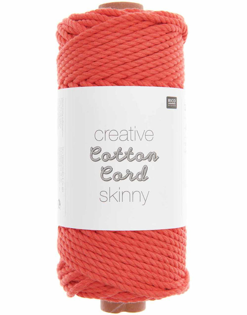 Rico Yarn & Wool 011 Red Rico Creative Cotton Macrame Cord Skinny, Various Colours 4065166005753 4065166005753