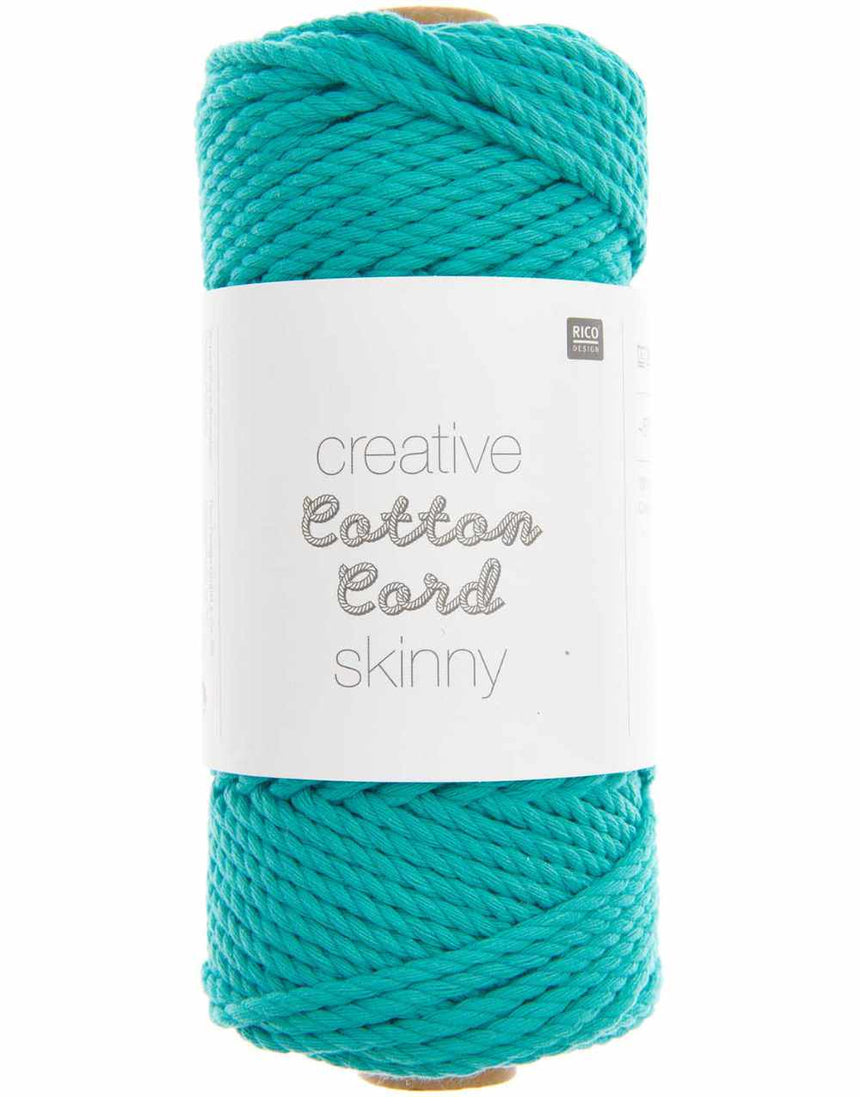 Rico Yarn & Wool 015 Turquoise Rico Creative Cotton Macrame Cord Skinny, Various Colours 4065166005791 4065166005791