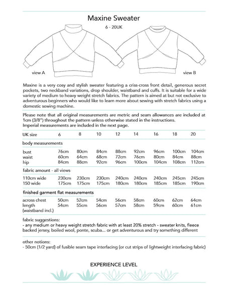 Dhurata Davies Tops Shirts & Blouses Maxine Sweater Sewing Pattern, Dhurata Davies 9364258