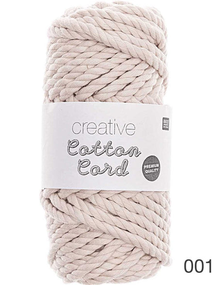 Rico Yarn & Wool 001 Ecru Rico Creative Cotton Macrame Cord, Various Colours 4051271453220 4051271453220