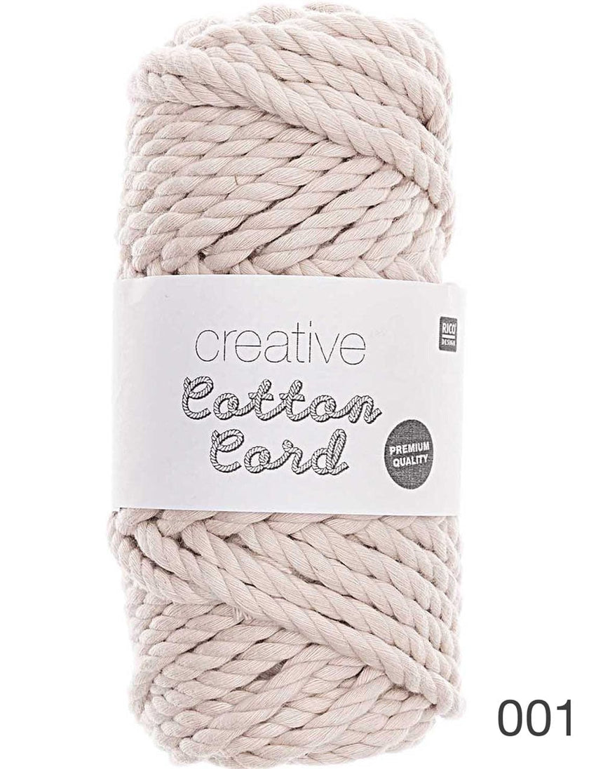 Rico Yarn & Wool 001 Ecru Rico Creative Cotton Macrame Cord, Various Colours 4051271453220 4051271453220