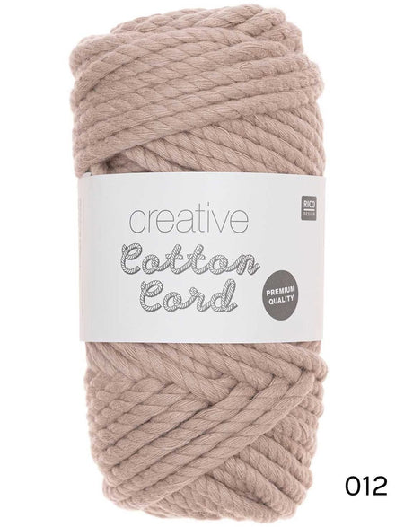 Rico Yarn & Wool 012 Light Brown Rico Creative Cotton Macrame Cord, Various Colours 4051271166946 4051271166946