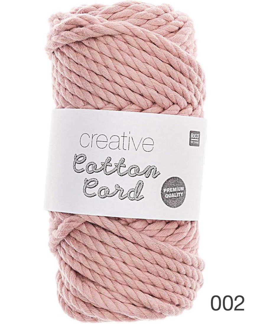 Rico Yarn & Wool 002 Powder Rico Creative Cotton Macrame Cord, Various Colours 4051271453237 4051271453237