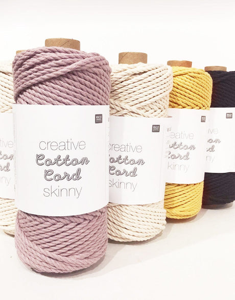 Rico Yarn & Wool Rico Creative Cotton Macrame Cord Skinny, Various Colours