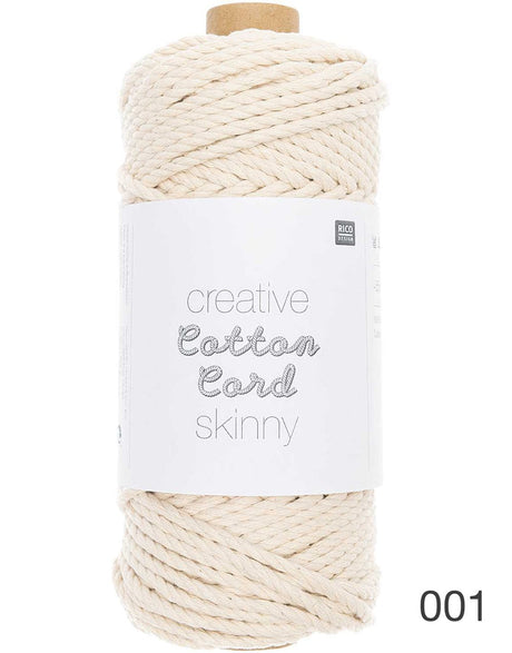 Rico Yarn & Wool 001 Ecru Rico Creative Cotton Macrame Cord Skinny, Various Colours 4051271164461 4051271164461