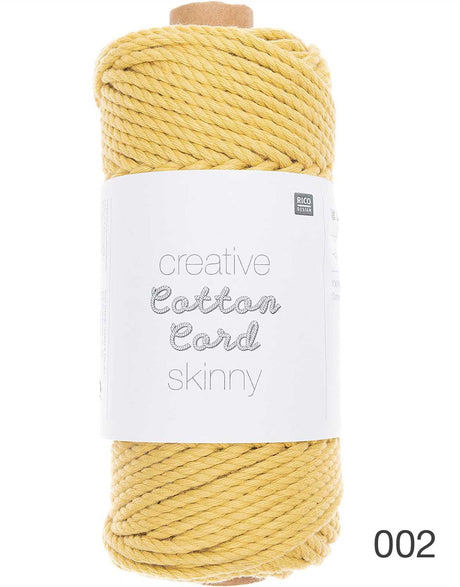 Rico Yarn & Wool 002 Yellow Rico Creative Cotton Macrame Cord Skinny, Various Colours 4051271164478 4051271164478