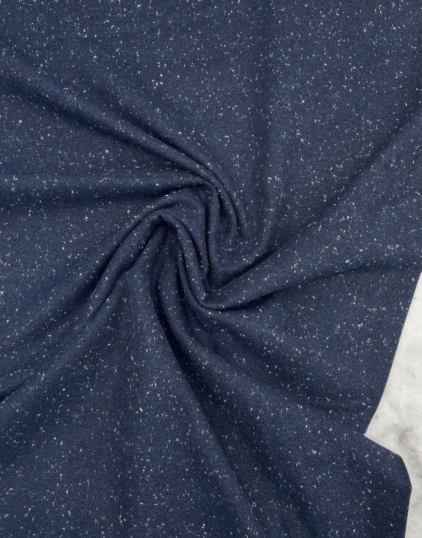 Robert Kaufman Flannel Navy / Plain Navy Speckled Shetland Flannel Fabric, Robert Kaufman 13843