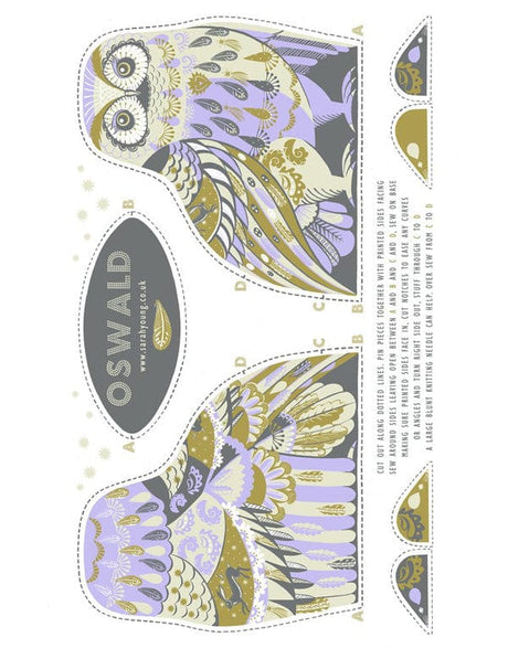 Sarah Young Sewing Kits Oswald the Owl Tea Towel / Cut & Sew Kit by Sarah Young 10997