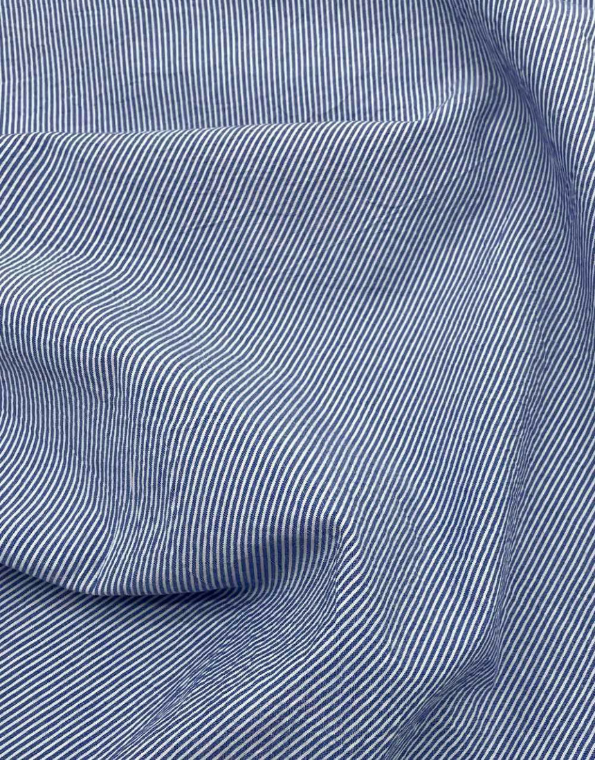 Not Specified Seersucker Blue / Stripes Dark Blue Striped Cotton Seersucker Fabric 15577