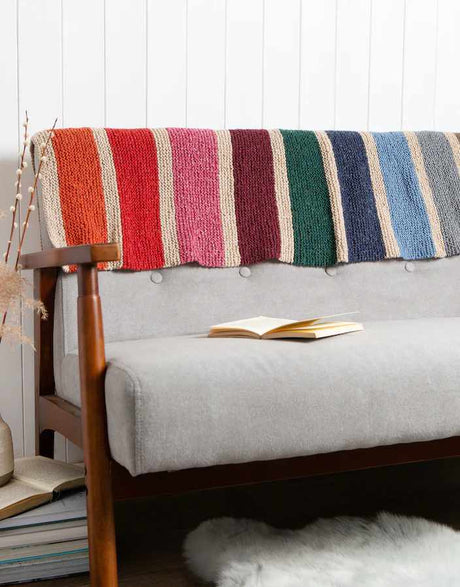 Wool Couture Knitting Kit Aran Rainbow Striped Blanket Knitting Kit, Wool Couture 5060656944344 5060656944344