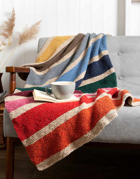 Wool Couture Knitting Kit Aran Rainbow Striped Blanket Knitting Kit, Wool Couture 5060656944344 5060656944344