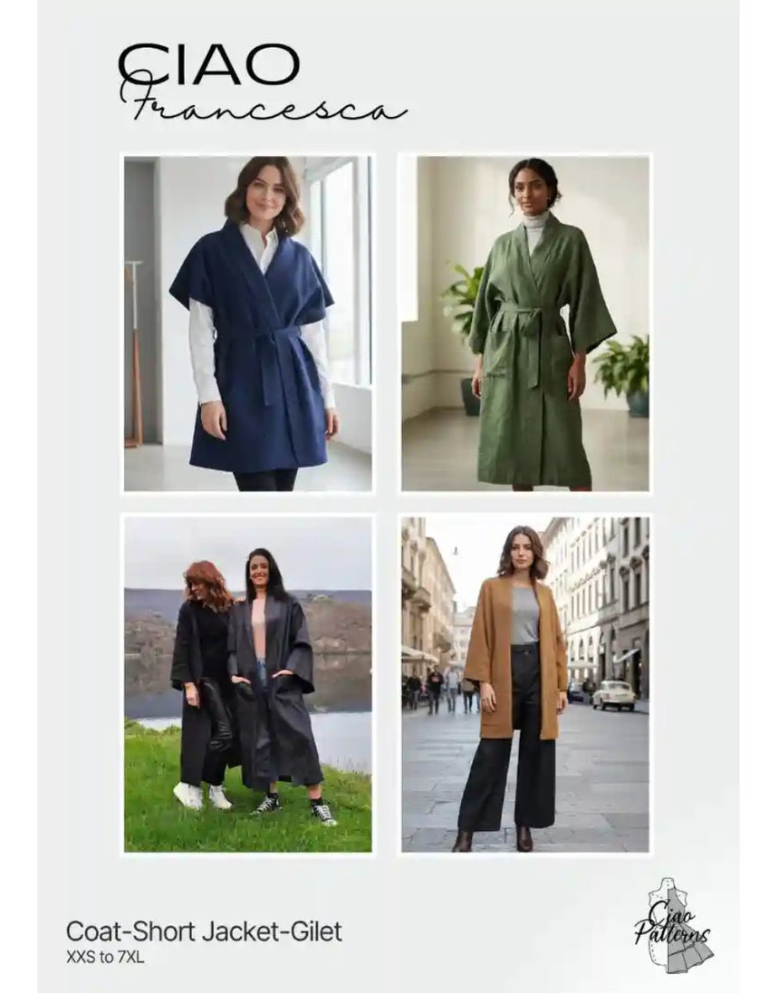 Francesca Short Jacket/Gilet/Coat Paper Sewing Pattern, Ciao Patterns