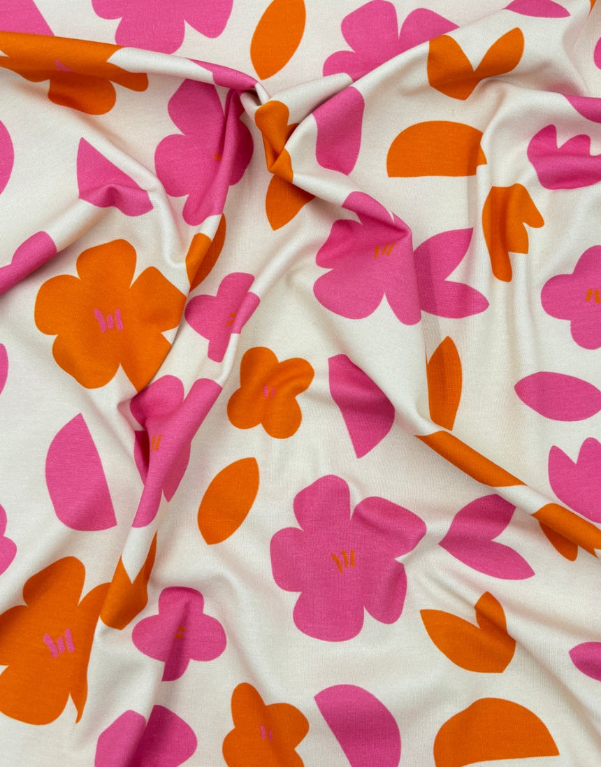 Retro Posy Cotton Jersey Fabric