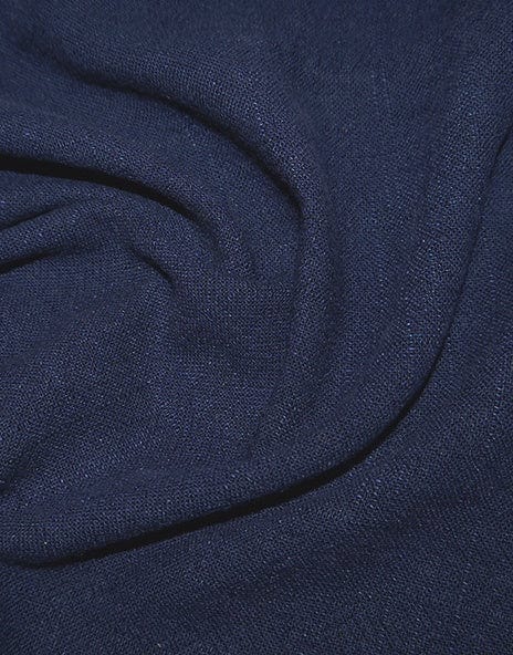 Remnant 35cm - Navy Stonewashed Linen Viscose Fabric