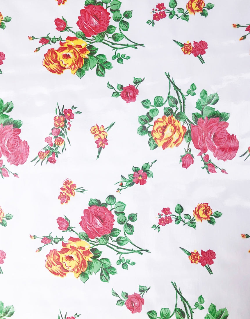 Rosedal White, Kitsch Kitchen Mexican Oilcloth Fabric