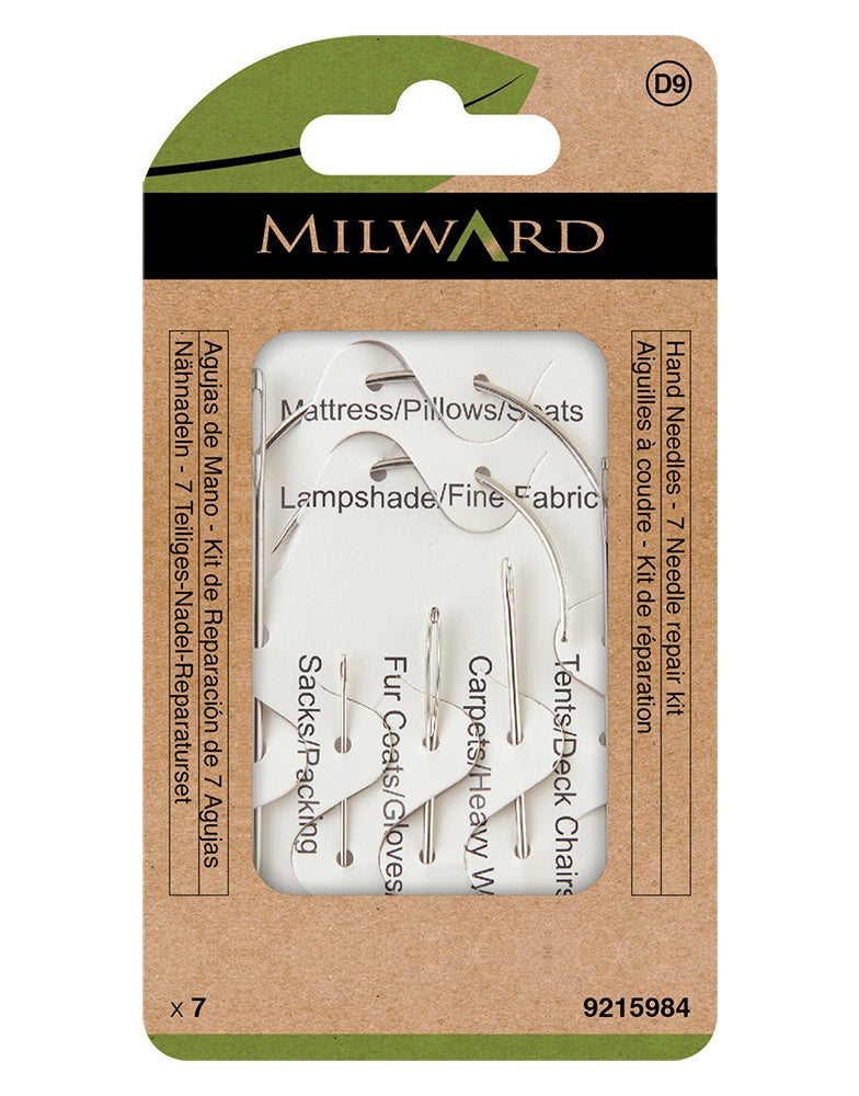Milward Green Hand Sewing Needles - Repair Assortment (7 Pack)