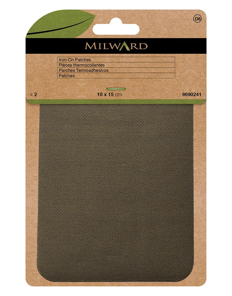 Milward Green Cotton Twill Patches: Khaki - 10 x 15cm