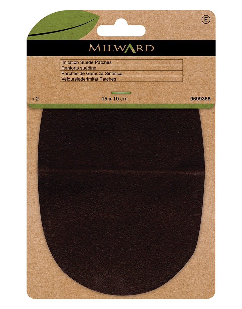 Milward Green Sew-in Imitation Suede Patches: Brown - 10 x 15cm