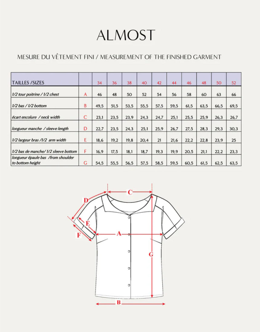 Almost Shirt Paper Sewing Pattern, Maison Fauve