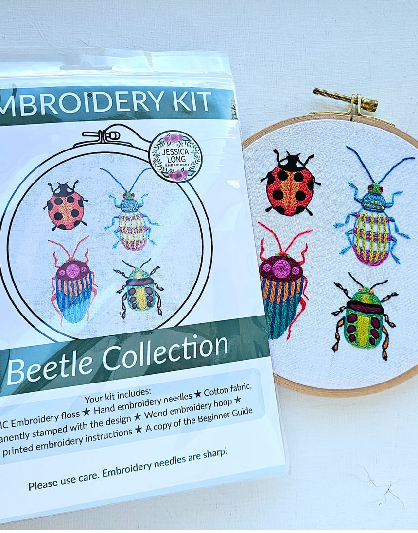Beetle Collection Embroidery Kit, Jessica Long Embroidery