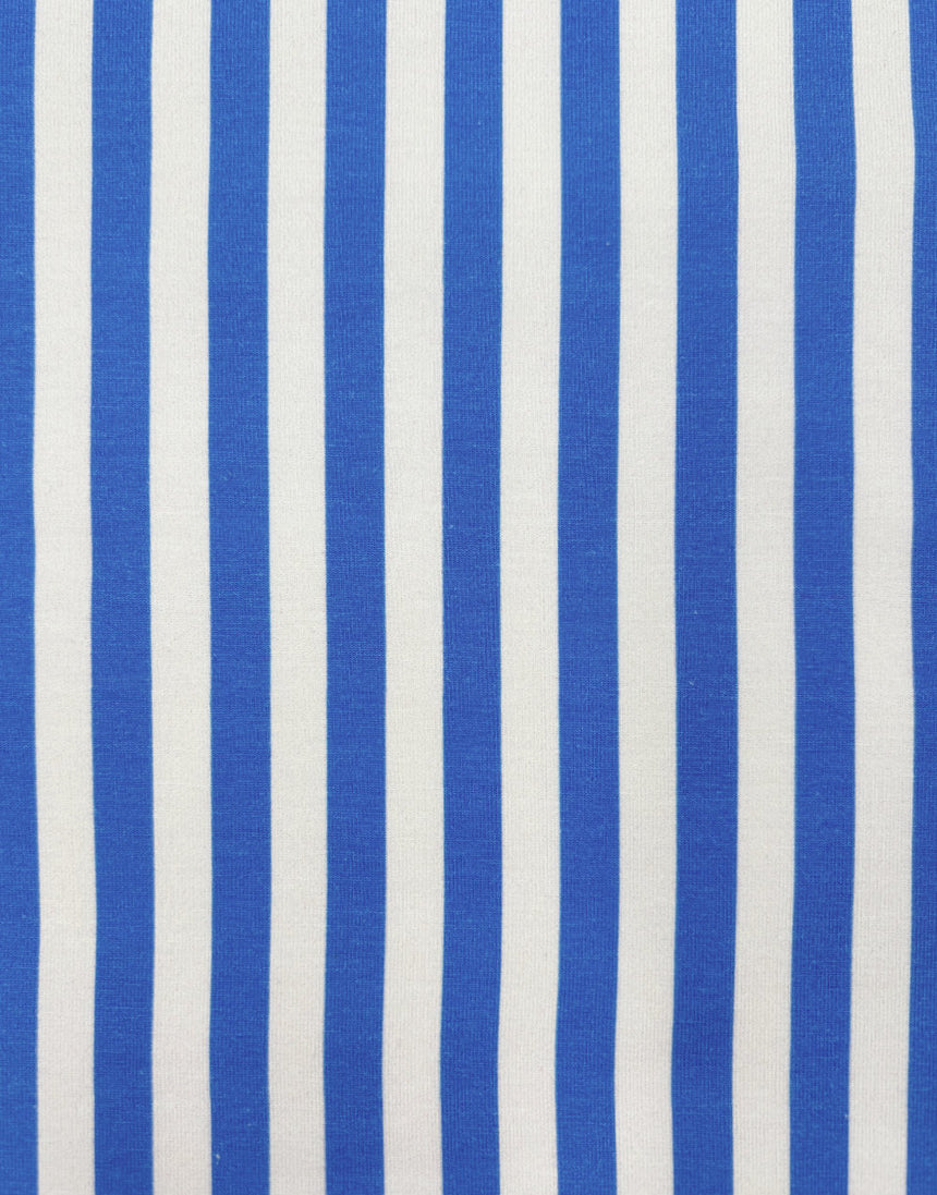 Blue & White Stripe Cotton Jersey Fabric