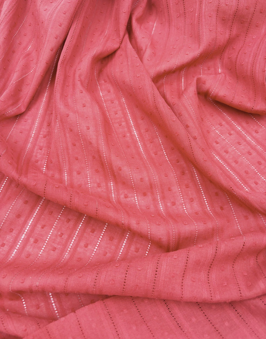 Brick Dobby Stripe Cotton Voile, Swiss Knot Fabric